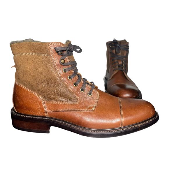 Johnston & Murphy Men’s Leather Cap Toe Boots Brown Size 9M vintage inspired - Picture 1 of 9